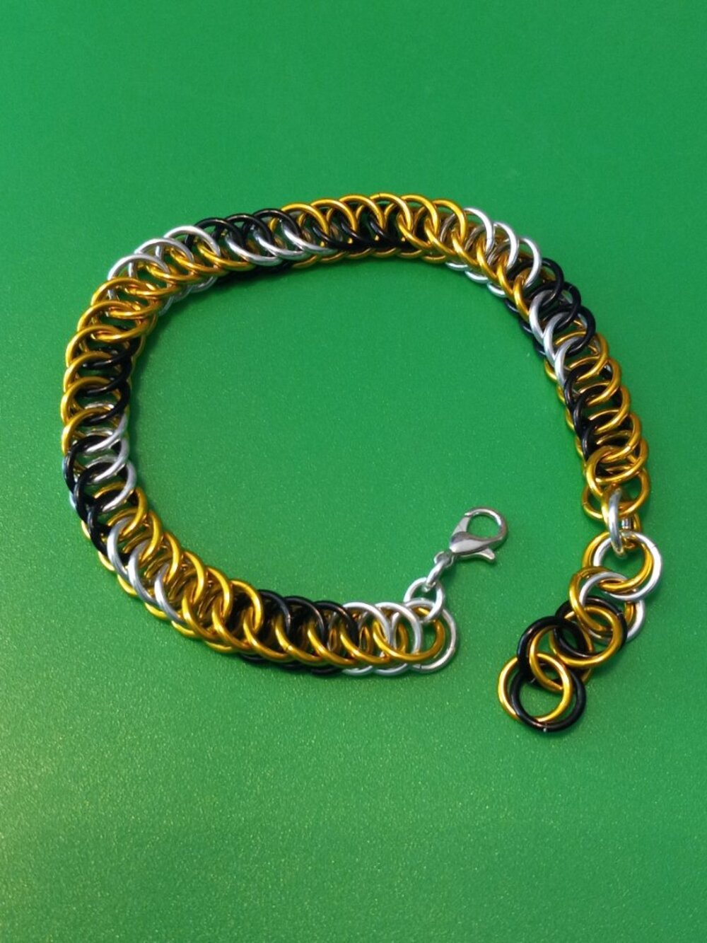 Black, Gold, & Silver chain mail bracelet